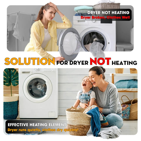 Woman fixing dryer with Best Pro Grade Dryer Heating Element Replacement For Samsung DV45K6500EV DV45K6500EW DV45K6200EZ