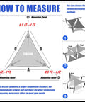 Diagram of how to measure mounting points for Beige Right Triangle Shade Sail Canopy for Outdoor Patio Backyard Hangout Vibes.