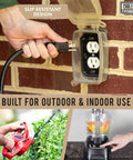 Heavy Duty 100 Ft Outdoor Extension Cord 14 Gauge 3 Conductor SJTW Yellow With 3 Prong Grounded Plug in outdoor outlet