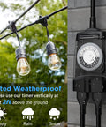 Heavy Duty Waterproof Outdoor Light Timer 24 Hour Dual Socket Plug With 48 Settings For Christmas Lights Pool Pumps And Garden Irrigation Rock Solid 2 Pack with lights and timer in rain