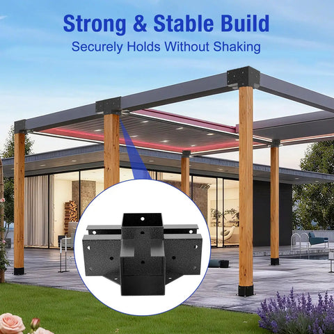 12 Piece Pergola Brackets Kit For 4x4 Posts 3 Way And 4 Way Wood Post Base Brackets For Gazebos Patio Pergolas Log Cabins And Wooden Beams Heavy Duty Weather Resistant Protects Posts From Moisture And Sun
