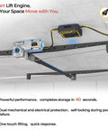 Game Changing Motorized Garage Ceiling Storage Rack With Remote Control 4 By 4 Ft Overhead Lift System showing smart lift engine and cable connections.