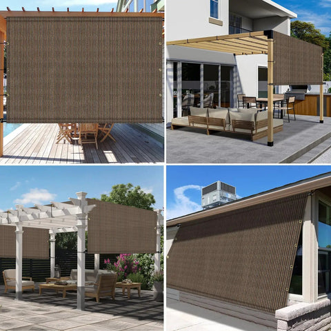 9x12 Foot Pergola Shade Replacement Canopy With Grommets And Weighted Rods, Breathable UV Protective HDPE Keeps Your Patio Chill And Breezy, For Outdoor Porch Backyard Gazebo, Brown installed on various pergolas and patios