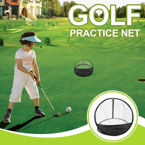 Child using Backyard Golf Practice Net For Driving Range And Indoor Hitting, high-quality tear-resistant polyester on grass