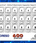 Image of Badass Electrolytic Capacitor Assortment Kit 600 Pieces 24 Values 0.1uF To 1000uF At 50V details and specifications.