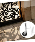 Heavy Duty Spring Loaded Gate Caster 75Kg Cold Rolled Steel Wheel mounted on a decorative gate, ideal for smooth rolling on uneven surfaces.