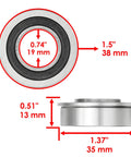 Boost Your Mowing Game With These Badass Front Wheel Bearing Bushing Kits For John Deere Riders And Tractors Featuring Hella Durable Seals And Rings For Zero Hassle Fixes And Peak Rolling Performance Across All Your Favorite Machines Outdoors Today. Image shows front wheel bearing dimensions with measurements.