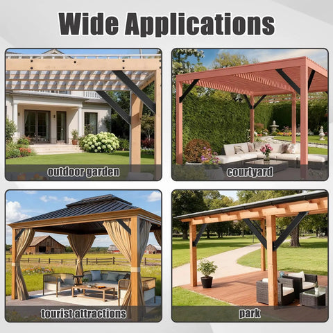 Beefy 45 Degree Angle Support Brackets Kit, 8 Pcs Heavy Duty Steel Pergola Brackets For Wood Posts, Perfect For Pergolas, Gazebos, Patios, Treehouses, All Weather, Powder Coated, Easy Install