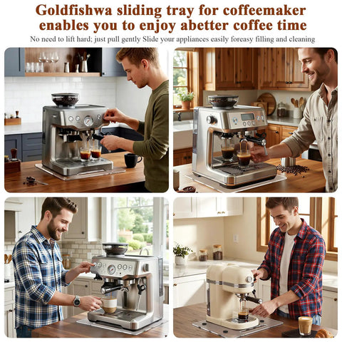 Clear Acrylic Appliance Slider For Countertops With Tough As Nails Heavy Duty Support And Slick Glide Silicone Wheels For All Your Kitchen Appliances Easy Relocation Sturdy Non Scratch Rolling Tray 13 By 16 Inches.