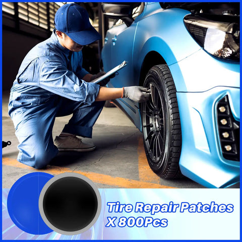 Top Shelf Heavy Duty Rubber Tire Patches 800 Count Bucket 42Mm Radial Repair Kit For Vehicles, applied for tire repair.