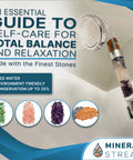 Chakra Showerhead Kit With Replacement Beads, Natural Therapeutic Crystals, Shower Arm Diverter, And 1.5m Hose For Spa Like Luxurious Shower Experience with beads displayed.