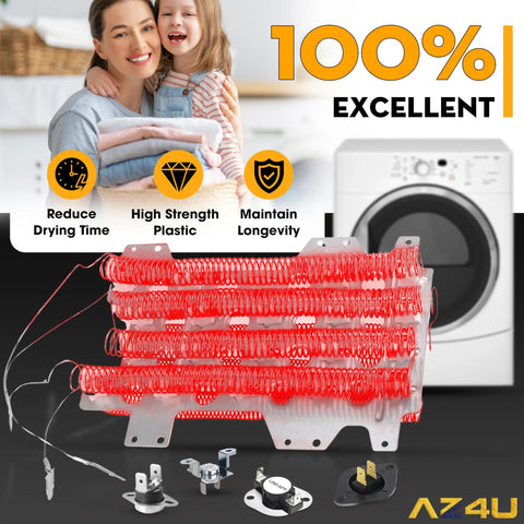 Best Pro Grade Dryer Heating Element Replacement For Samsung DV45K6500EV DV45K6500EW DV45K6200EZ showing components and dryer