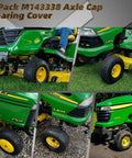 Replacement Axle Cap Bearing Cover M143338 shown on lawn tractors for secure axle protection and maintenance.