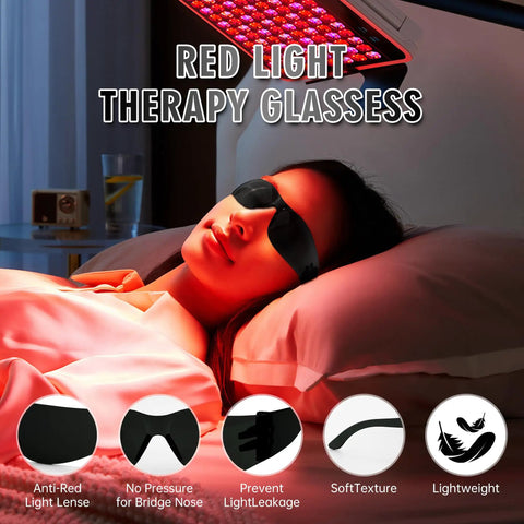 Top Shelf Red Light Therapy Glasses for Killer Eye Protection Against Tanning and Ipl Lasers, Blocks 600 to 900 Nm Rays to Save Your Peepers, sleek black frames block red light during treatment.