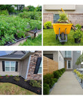 Heavy Duty Weed Barrier Landscape Fabric 3.2oz Premium Ground Cover Mat for Gardens and Pathways shown installed in various settings