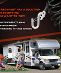Coiled Trailer Safety Cable Kit With S Hooks, 7500 Lb Capacity, 7 Feet Long, Black Heavy Duty Towing Cables displayed with RV