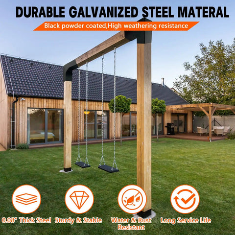 Heavy Duty Galvanized Steel Pergola Bracket Kit 2 Pack For Outdoor DIY Projects Built To Last 2 Way L Shaped Corner Brackets Fit 4 By 4 Inch Lumber Actual 3.5 By 3.5 Inches With Rust Proof Hardware For Pergolas Porches Cabins