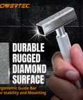 Powertec diamond dresser for bench grinder wheel; knurled metal handle and square diamond abrasive head