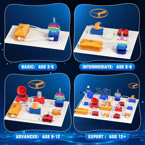 Kids Electronics Exploration Kit With Over 671 Circuit Projects And Physics Experiments, board stages for ages 3-12