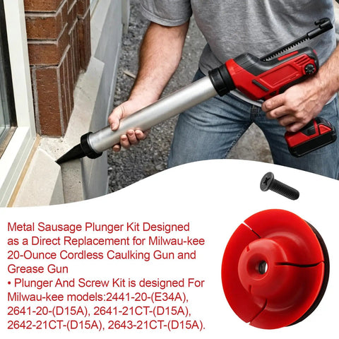 No Hassle 2 Set Grease Gun Plunger Screw Kit 44 70 0375 For 20 Oz Sausage Barrels quick swap installation in use on job site.