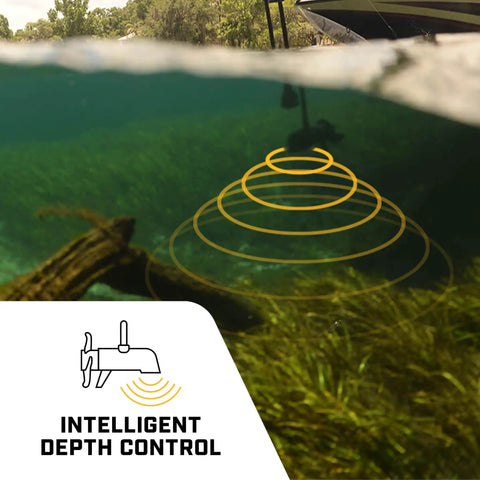 Next Gen Trolling Motor Featuring Dual Spectrum Chirp Sonar And A Rock Solid Spot Lock GPS monitoring underwater depth with sonar rings.