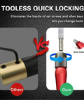 Comparison of tooless quick locking mechanism vs traditional screws for Tungsten Carbide Wood Lathe Turning Tools Set With Quick Replacement Bits Full Size Rougher And Finisher Swan Neck Hollowing Tools For Pro Grade Precision Carving And Smooth Cuts Ideal For Newbies And Pros