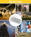 Collage image showing multiple uses of 500 Pack 6 Inch Galvanized Landscape Staples Ground Stakes for outdoor decor and setups.