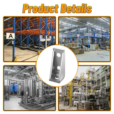 Built Tough As Nails Heavy Duty Welded Corner Braces Ninety Degree Gusseted Fittings For 1-5/8 Strut Channel in industrial setting.