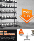 Legit Tough Steel Shelving Rack Five Tier Industrial Garage Storage Unit For Tools And Seasonal Gear 48 By 24 By 72 Inches with weights.