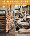 Heavy Duty Adjustable Firewood Rack For Indoor Outdoor Use Four Foot Long Wood Storage Stand Holds Up To 2600 Pounds Upgraded Firewood Holder showing sturdiness comparison