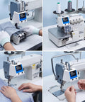 Guard and Eye Shield for 2500 and 373 Button Machines in use on industrial sewing machines