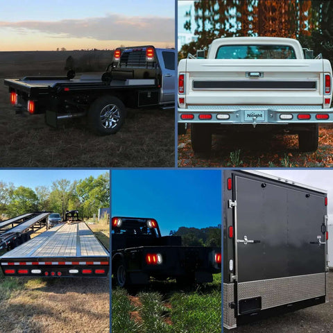 Six Inch Oval Trailer Tail Light Kit With Red And White 10 LED Per Light 6 Pack Flush Mount Grommets And Plugs on trucks and trailers