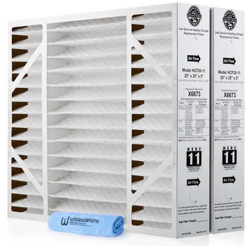 High Performance MERV 11 Air Filter For HVAC AC Furnace 20x25x4, 2 Pack With Cleaning Cloth, improves air quality and efficiency