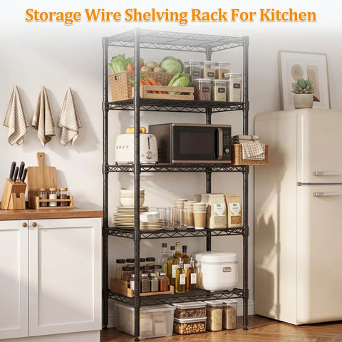 Built Like A Brick 4 Tier Wire Shelving Unit With Locking Heavy Duty Casters And Adjustable Metal Shelves Beast Mode 1000 Pound Capacity Storage Rack For Garage Shop Warehouse in kitchen.