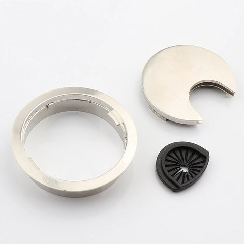 Premium Desk Grommet Three Pack Cable Wire Cord Hole Sleeve Cover For Home Office Solid Zinc Alloy Brushed Silver Finish parts.