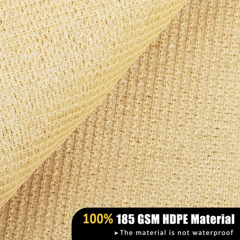 Close-up of sand-colored 12 Ft By 12 Ft By 12 Ft Sun Shade Sail Triangle Canopy fabric, showing 185GSM HDPE material texture.