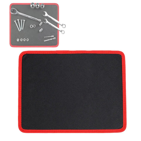 Flexible Magnetic Tool Mat With 40 Lbs Holding Power For Auto Repair, Anti Slip PVC Surface Keeps Wrenches, Screwdrivers, And Small Parts Stable, Safe From Slips, And Ready To Grab In A Busy Workshop black red mat holding bolts and wrenches