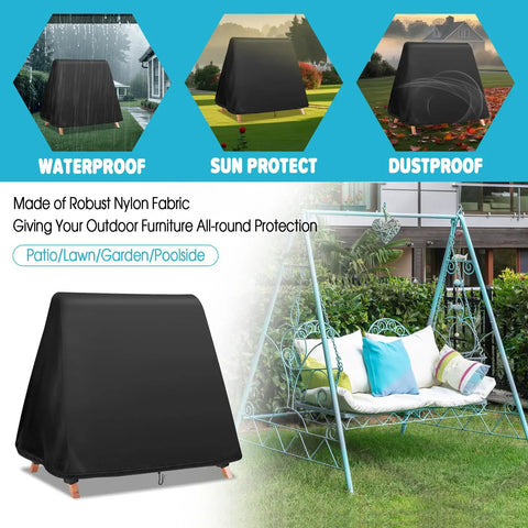 Waterproof A Frame Swing Cover For 72 Inch Porch Swings Glider Hammocks Windproof With Drawstring Buckles, outdoor setup