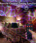 Epic Galaxy Projector Star Light With Bluetooth Speaker White Noise Machine Night Light in a bedroom setting with remote control