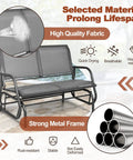 Built For Two Patio Glider With Rocking Swing Bench For Outdoor Chill Heavy Duty Steel Frame Breathable Seat Fabric features