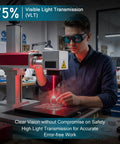 Kickass Laser Safety Glasses Deliver Straight Up OD7 Shielding For YAG And Module Infrared Beams Within The 680 To 1100NM Range Plus Cold Light Eye Protection worn by a user in a workshop.