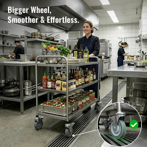 Heavy Duty Four Inch Locking Expanding Stem Caster Wheels Threaded Swivel Casters Rock Solid Set Of Eight on kitchen cart.
