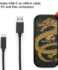 Dragon Edition 1TB Portable SSD With USB C And USB 3.2 Gen 2 Up To 800 MBps For Fast Grab And Go Backups, includes USB cables.