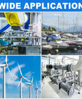 Collage showing industrial machinery, boats, wind turbines, and pipes illustrating applications for BH812 Needle Roller Bearing.