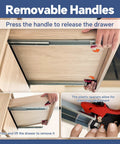 Top Shelf 12 Inch Undermount Drawer Slides With Smooth As Butter Soft Close Action shown with removable handles for easy drawer access.