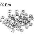 Top Shelf 8-32 Stainless Steel Self-Clinching Rivet Nuts, Round Head Sheet Metal Hardware Fasteners, 100 pack on a white background.