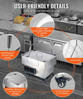 Commercial Deep Fryer Oil Filter Machine With High Efficiency 300W Pump featuring user-friendly design elements in a kitchen.