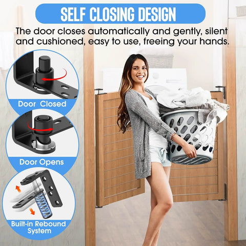 Heavy Duty Self Closing Saloon Door Hinges 4 Pack Black Large 304 Stainless Steel Dual Swing showing self-closing mechanism design.