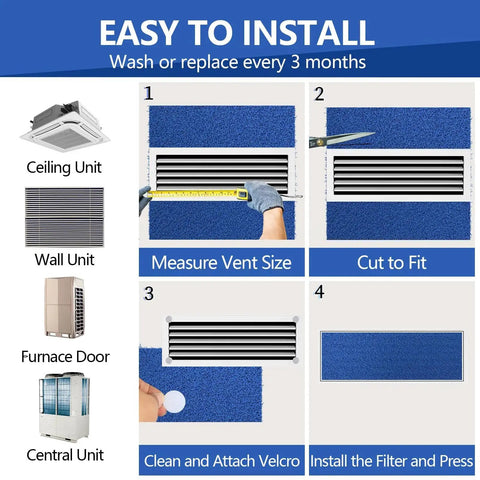 Dead Simple To Clean Washable Air Filter 20X30X0.5 Two Pack MERV 6 Electrostatic Cut To Fit installation guide with steps.