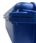 Close-up of blue lockable MIG GMAW Wire Storage Case Lockable Airtight Lightweight Organizer for welders